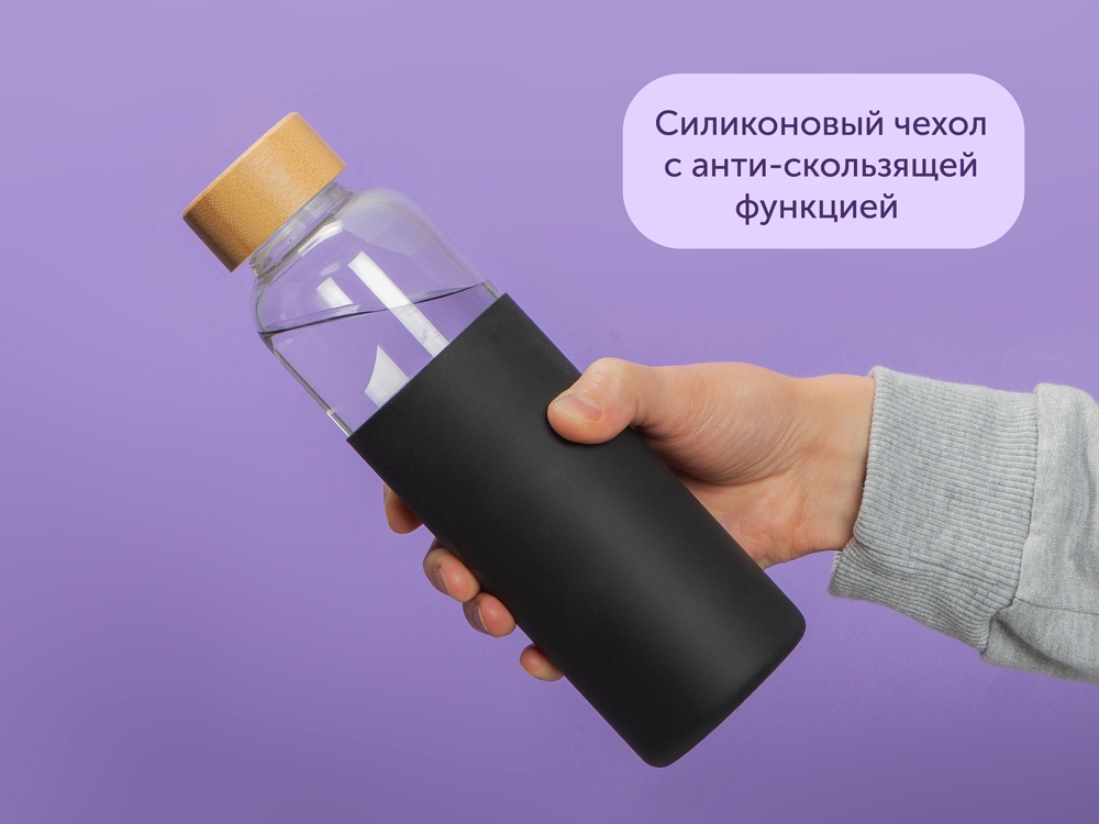 Стеклянная бутылка для воды в силиконовом чехле «Refine» — изображение 9