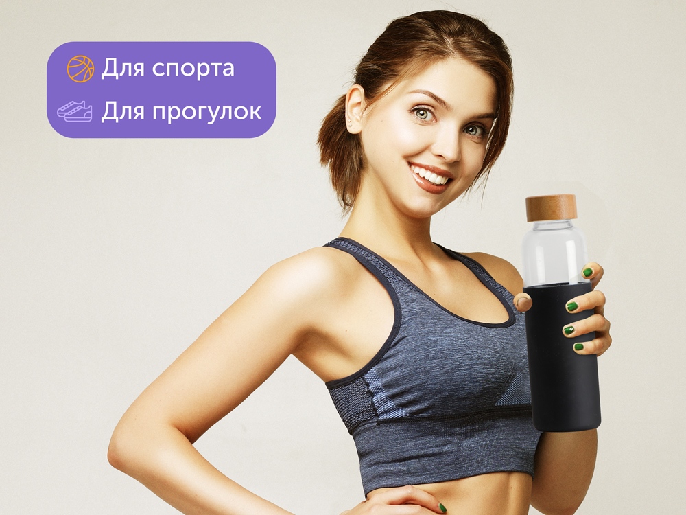 Стеклянная бутылка для воды в силиконовом чехле «Refine» — изображение 12