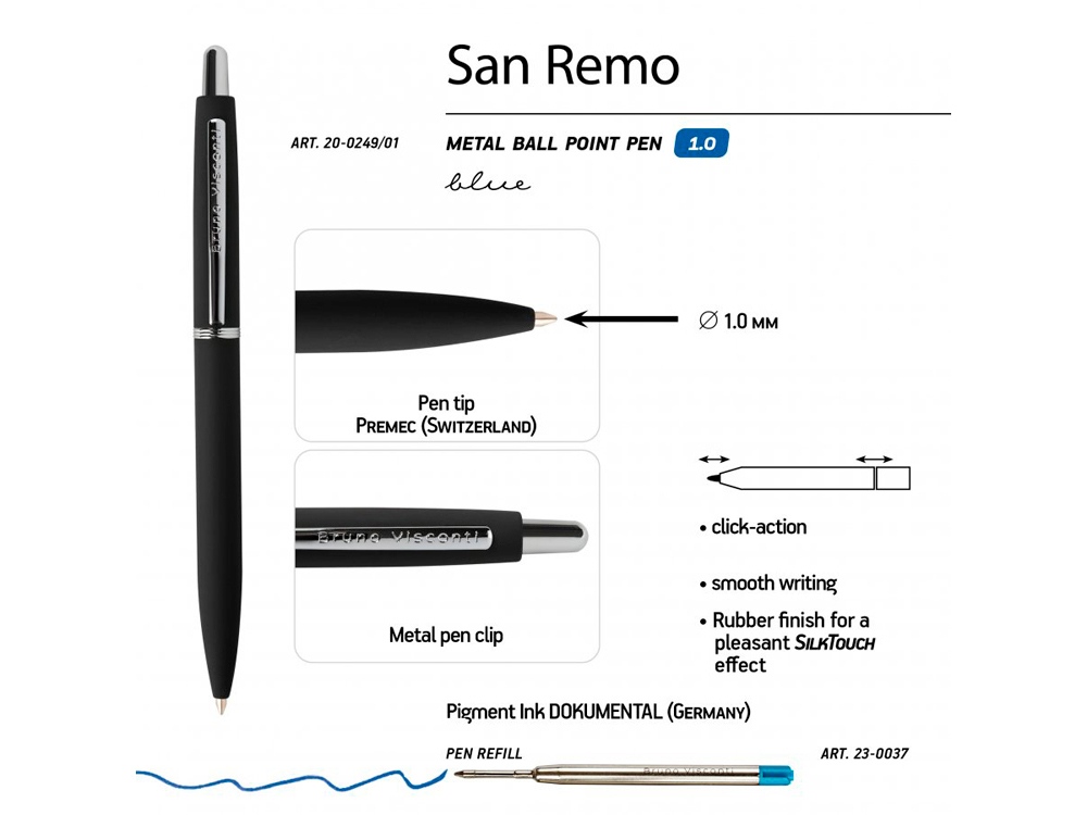 Ручка металлическая шариковая «San Remo», софт тач — изображение 3