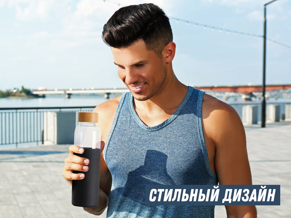 Стеклянная бутылка для воды в силиконовом чехле «Refine» — изображение 13